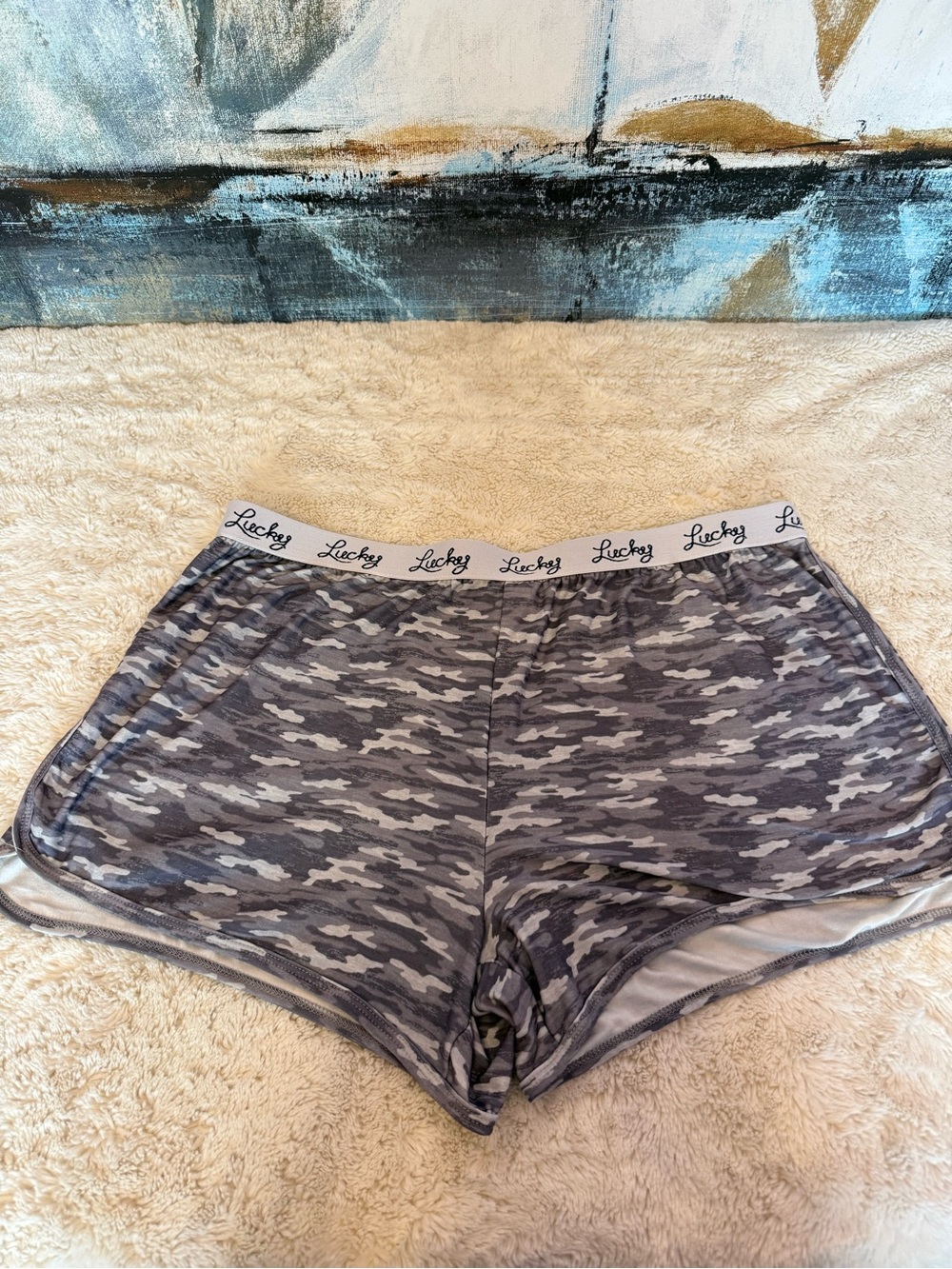 Lucky Brand Gray Camo Lounge Shorts